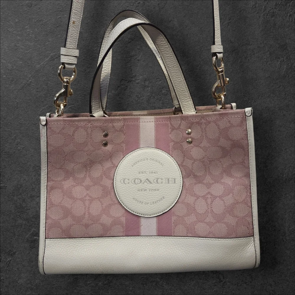 Coach Dempsey carryall in signature pink tote purse - Picture 1 of 16